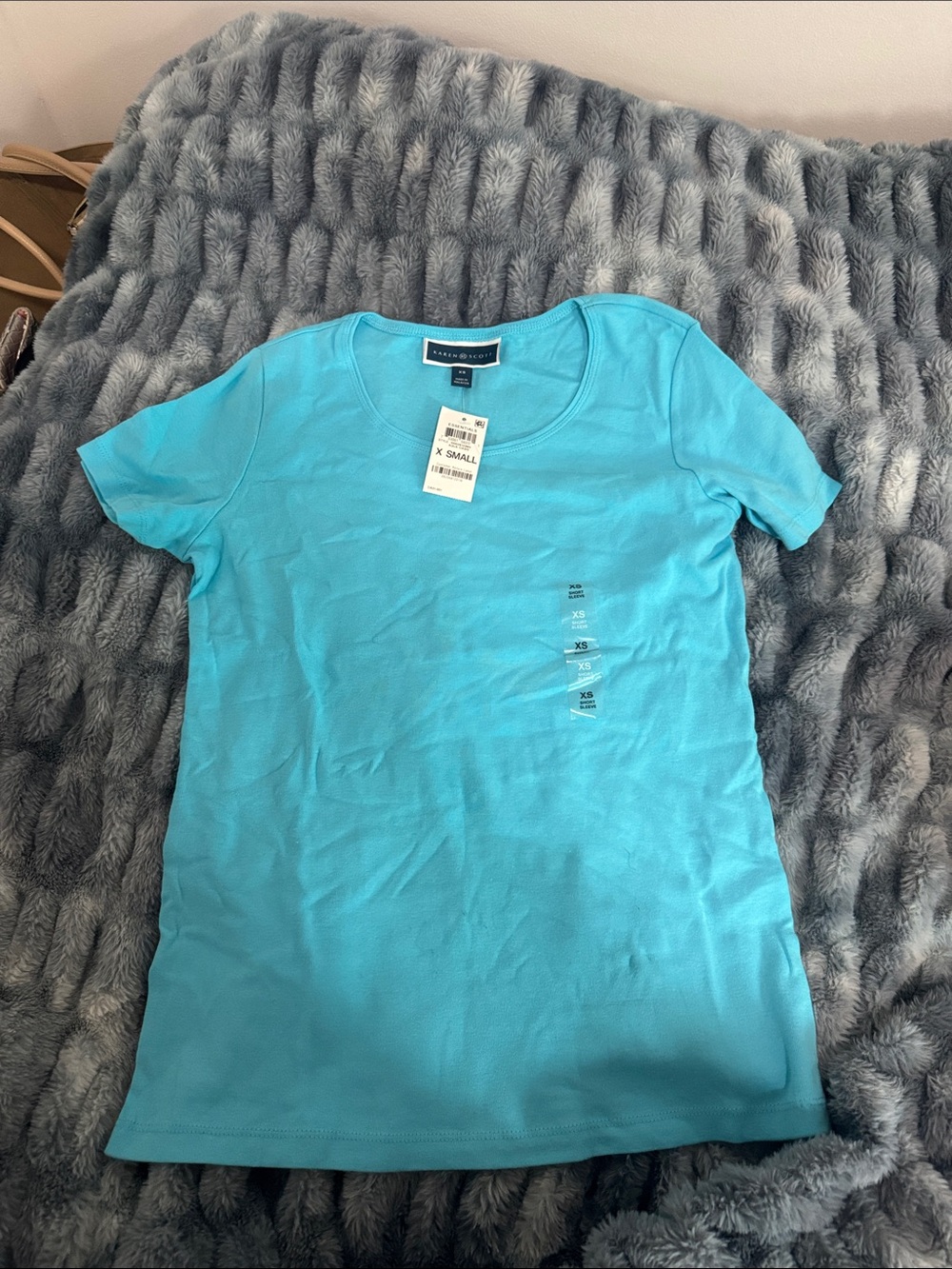 Karen Scott Turquoise Scoop Neck Short Sleeve Tee